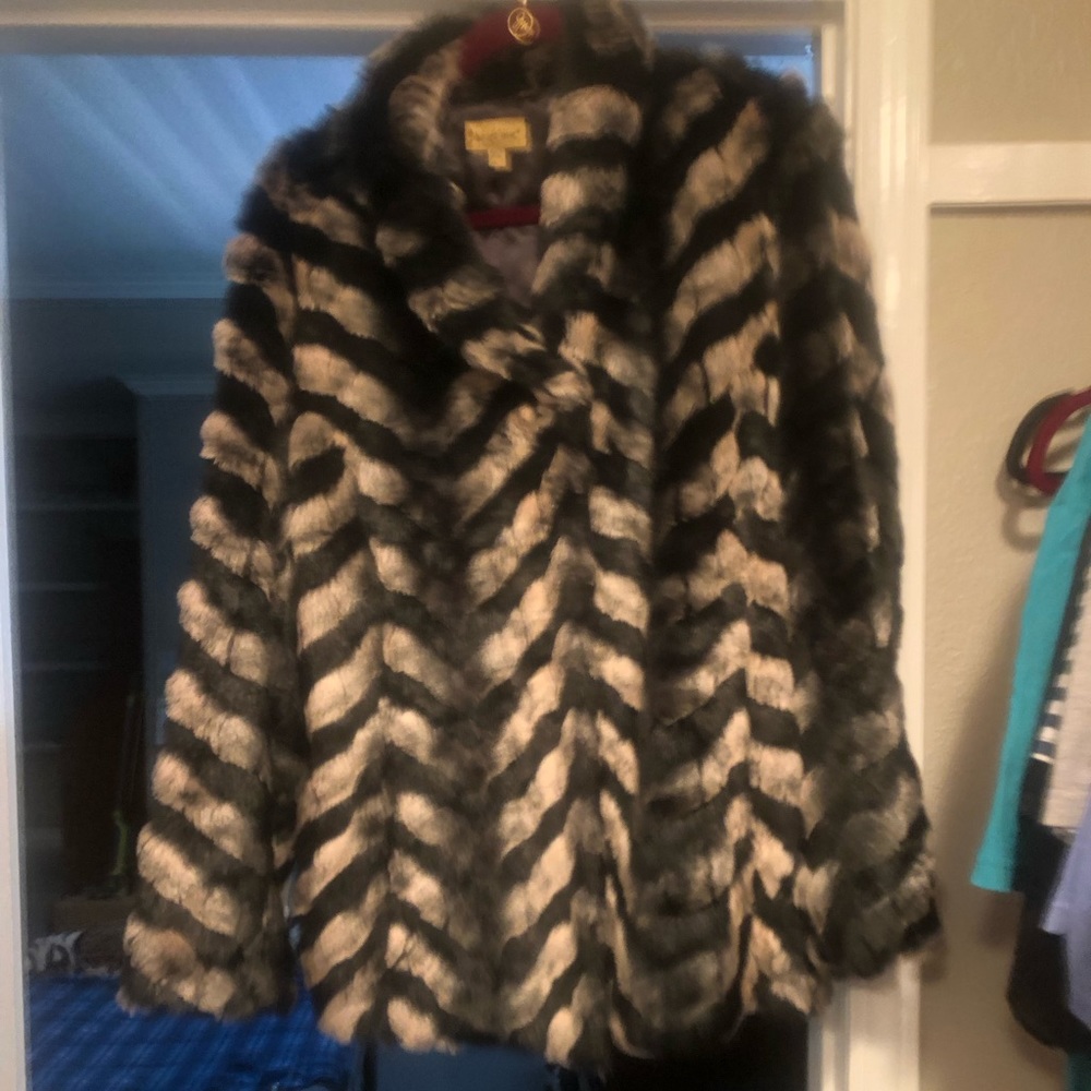 Midnight velvet faux fur jacket size L